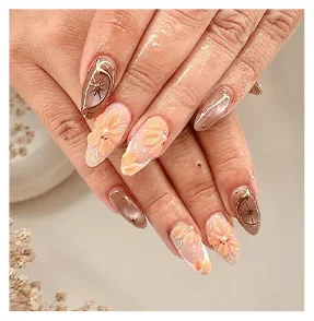 gold flower nail design